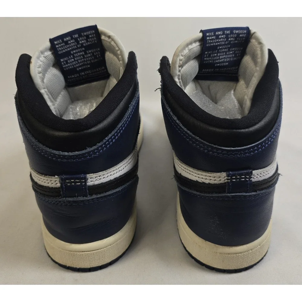 Jordan 1 Retro High Kids Shoe Midnight Navy/Black-White-Sail US Size 2.5Y